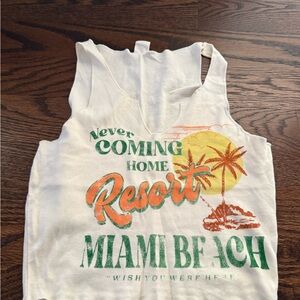 White Miami Beach Graphic Tank Top